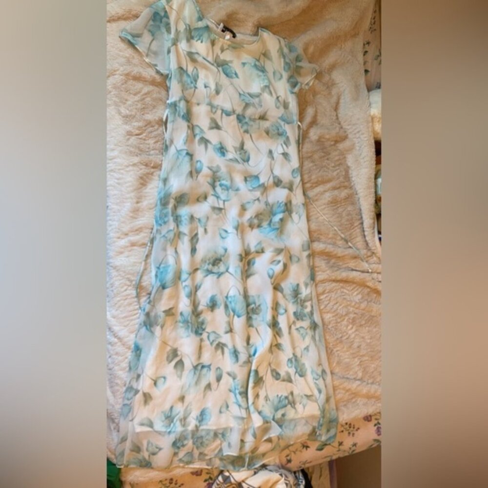 White with blue flowers maxi dress